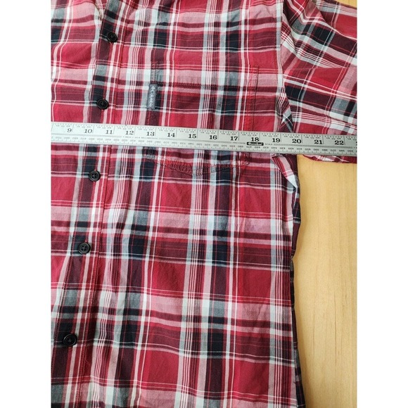 COLUMBIA Men's Size L Button Down Long Sleeve Red Plaid Shirt - Picture 4 of 6
